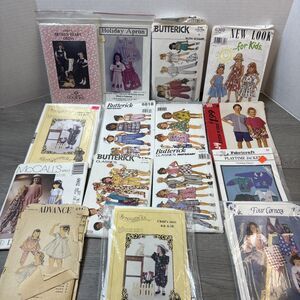 Lot of 15 Vtg Sewing Patterns Dresses Kids Butterick New Look Prairie Clothing